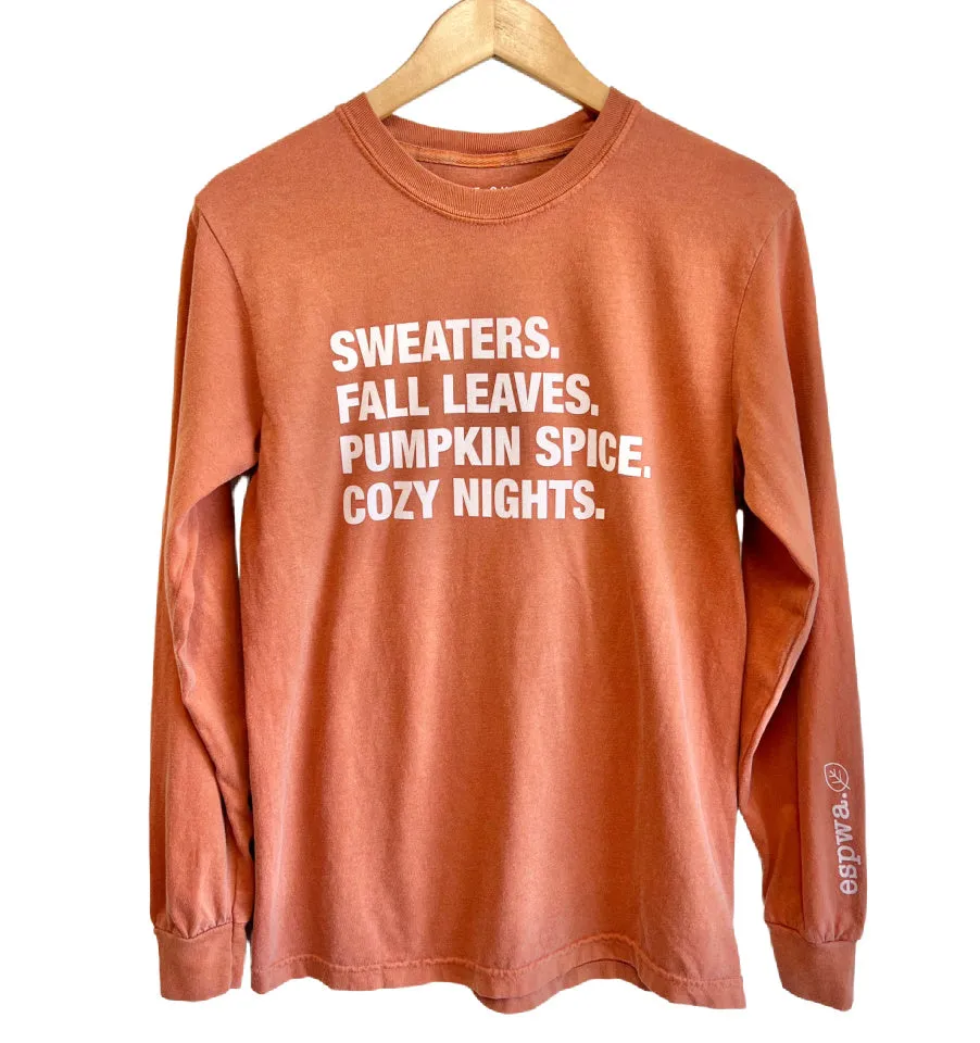 4 THINGS® Fall Unisex Long Sleeve Tee - Vintage Orange