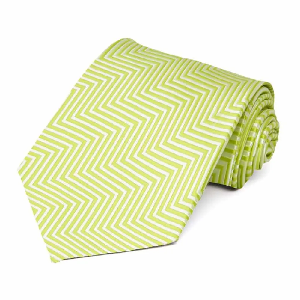 Apple Green Kimberly Chevron Striped Necktie