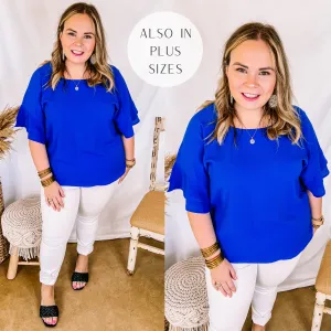 Basic Needs Ruffle Sleeve Top in Royal Blue