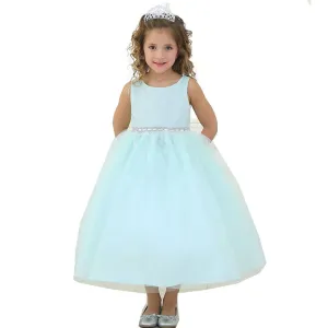 Big Girls Mint Rhinestone Tulle Junior Bridesmaid Dress 8-12