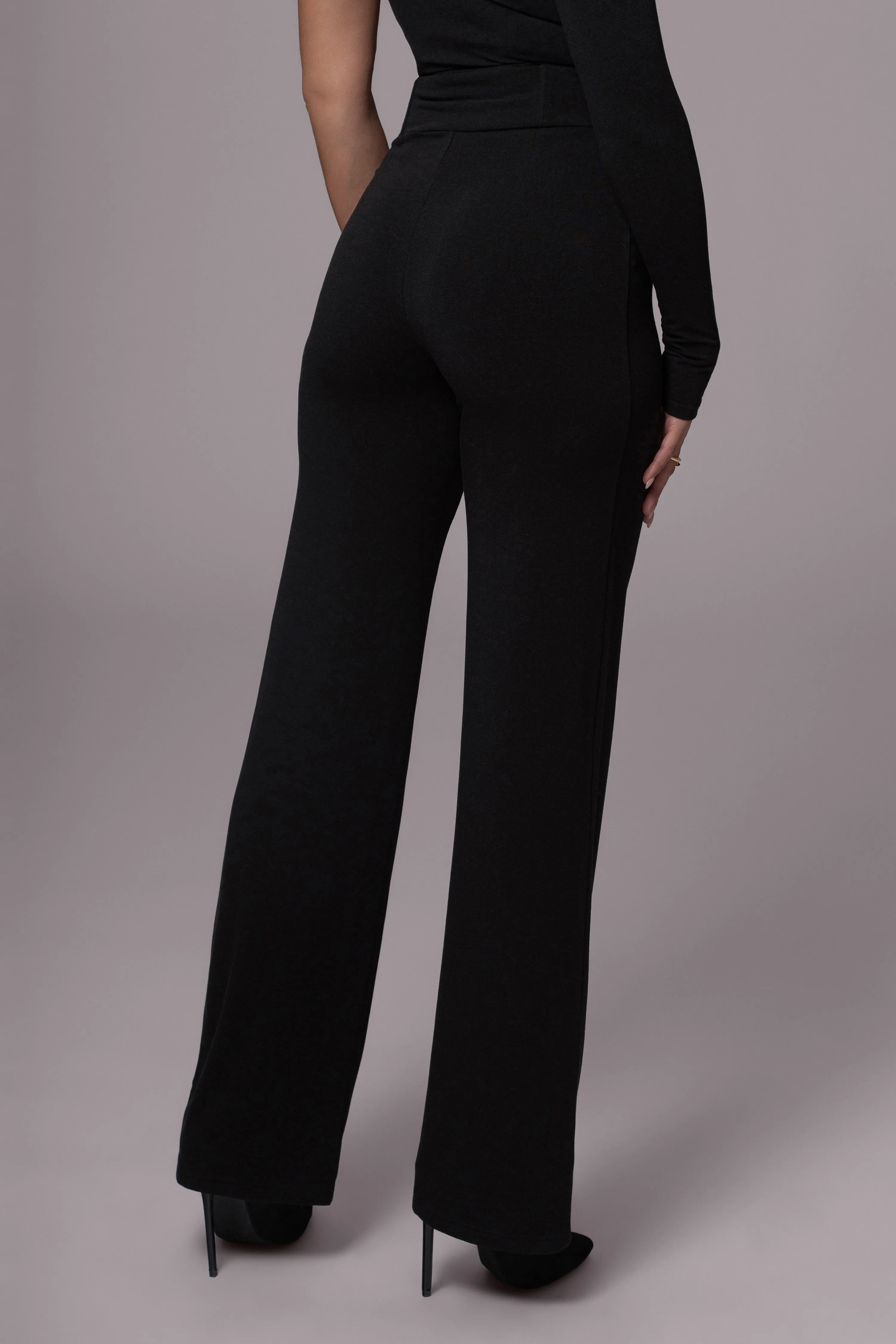 Black Effortless High Waist Pants