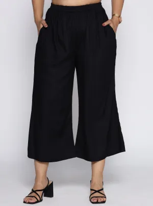 Black Rayon Culottes