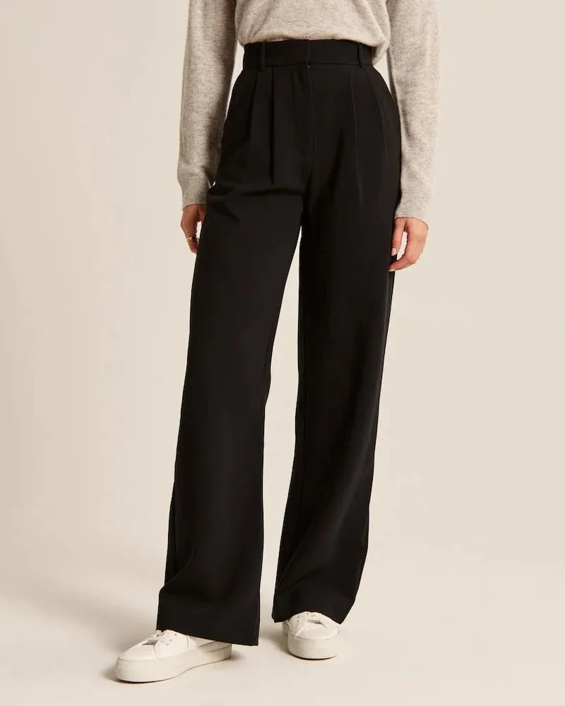 Black Wide Leg Tailored Pant