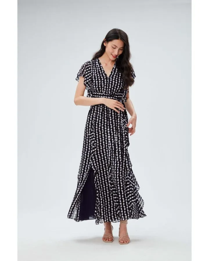 Bleuet Dot Print Maxi Dress