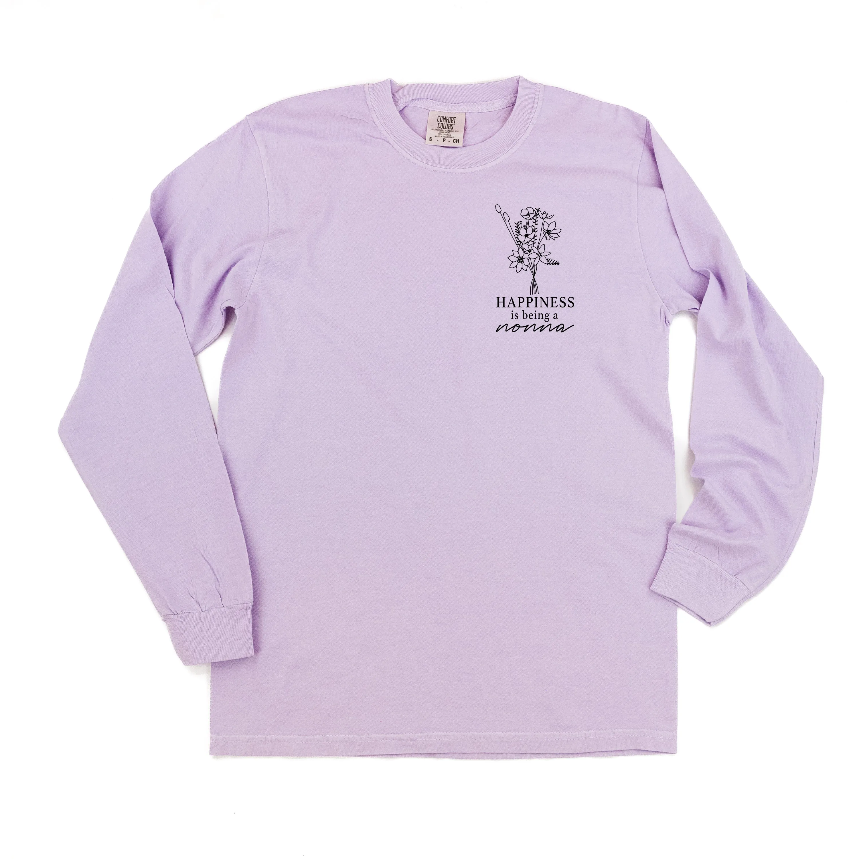 Bouquet Style - Happiness is Being a NONNA - LONG SLEEVE COMFORT COLORS TEE