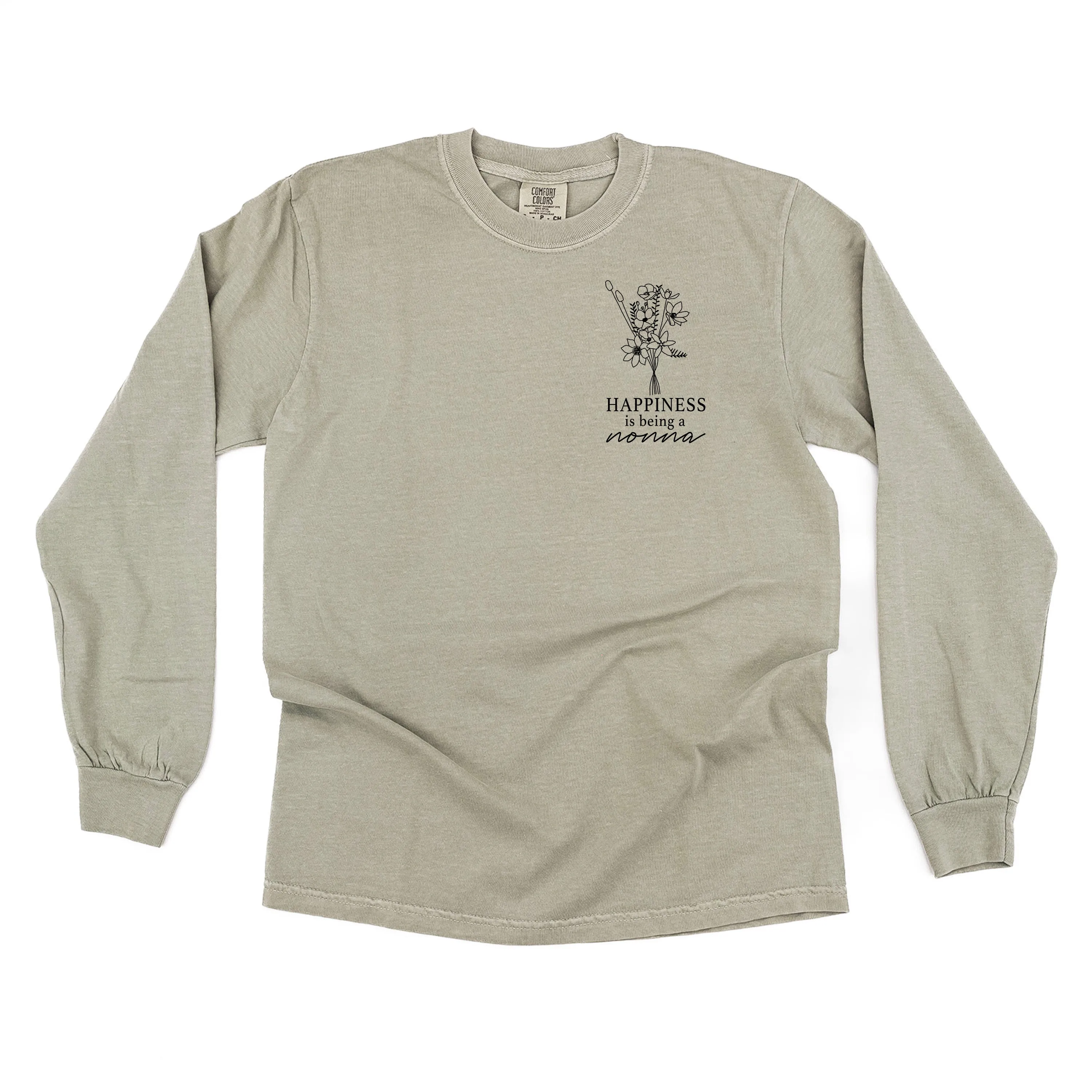 Bouquet Style - Happiness is Being a NONNA - LONG SLEEVE COMFORT COLORS TEE