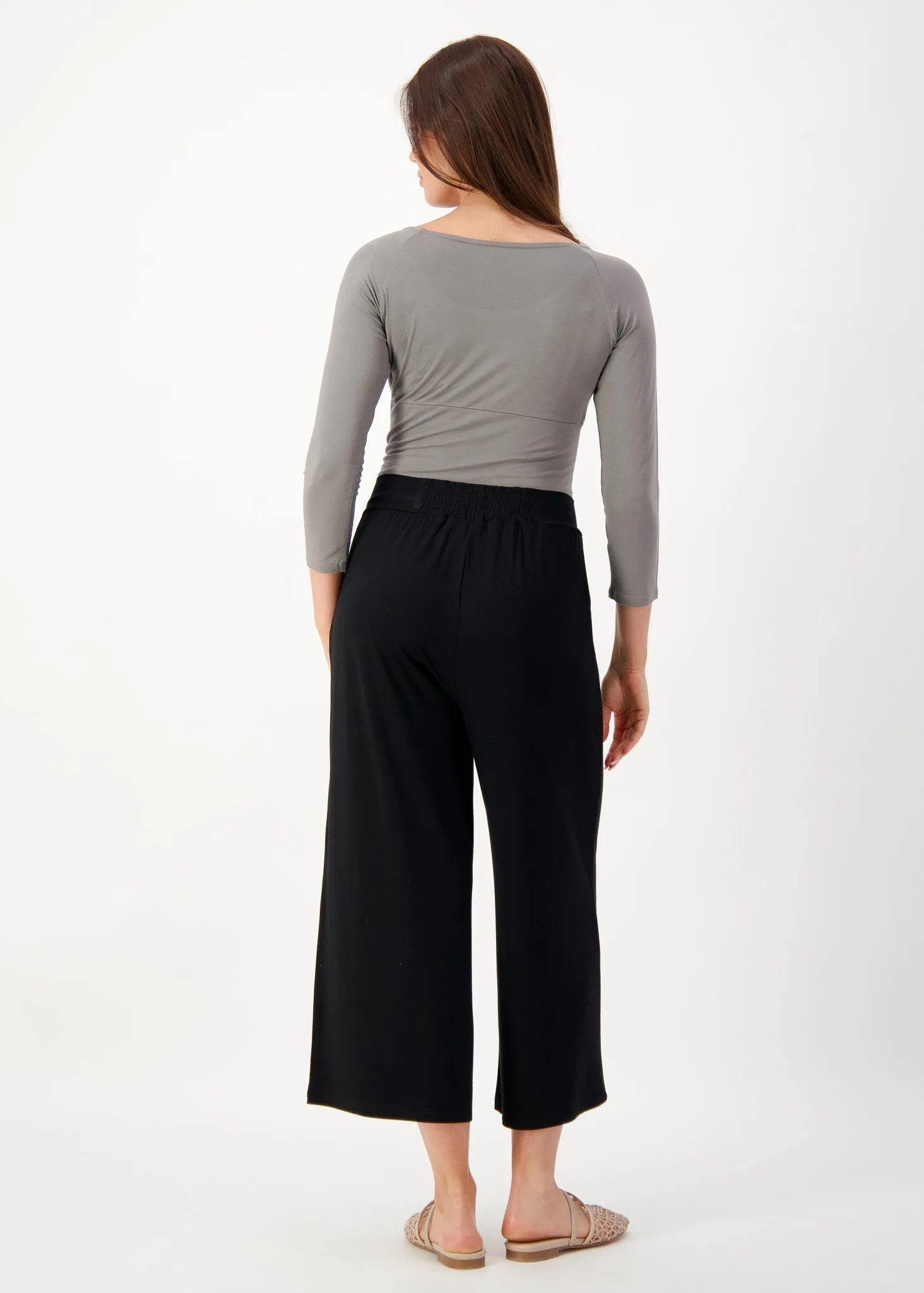 Ciara 7/8 Length Bamboo Culotte Pant - Black