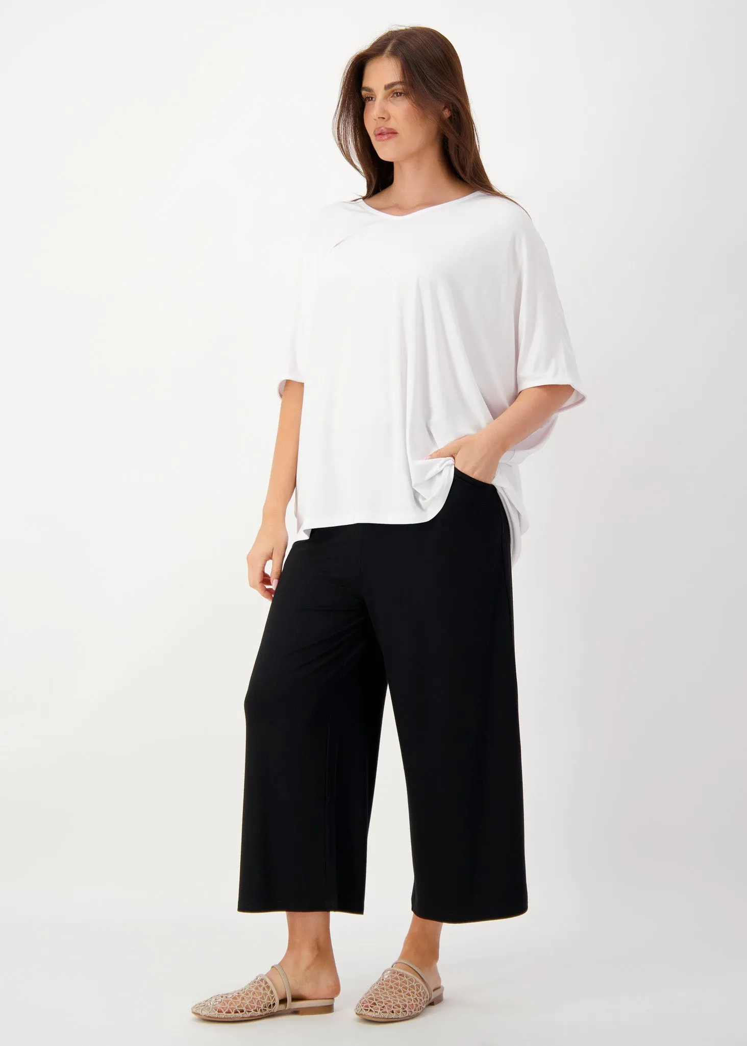 Ciara 7/8 Length Bamboo Culotte Pant - Black