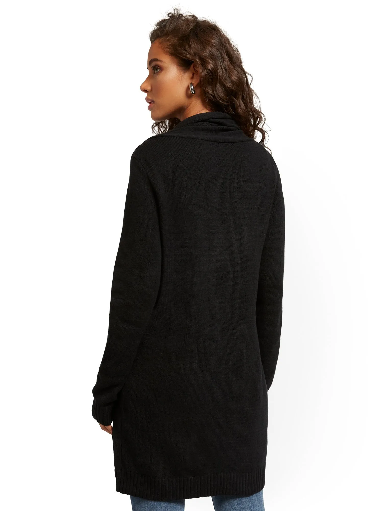 Cowlneck Zip-Front Cardigan