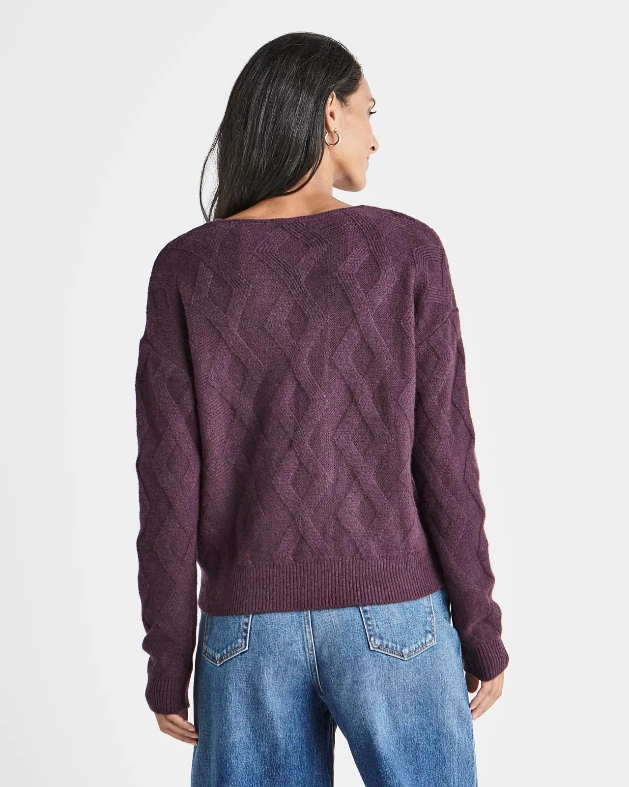 Diamond Cable V-Neck Sweater