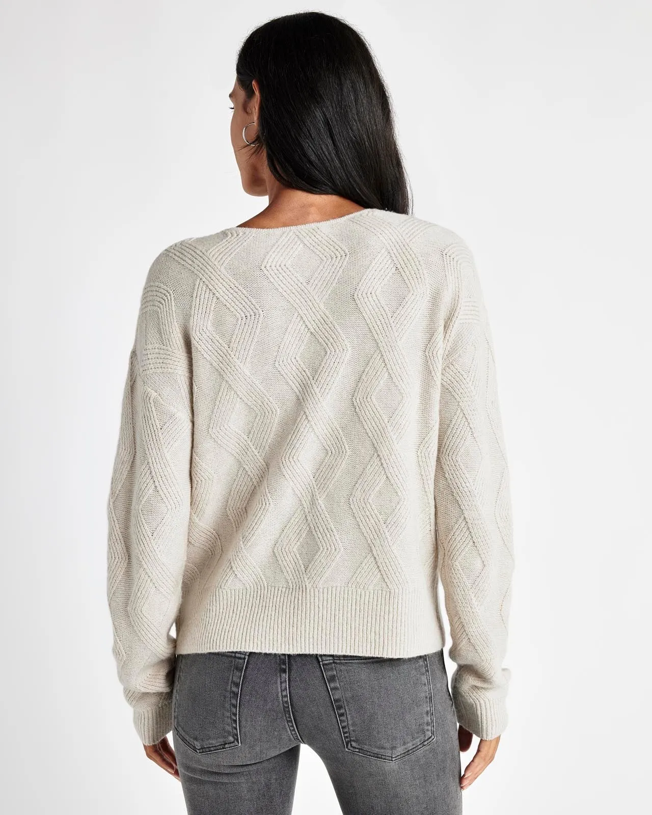 Diamond Cable V-Neck Sweater