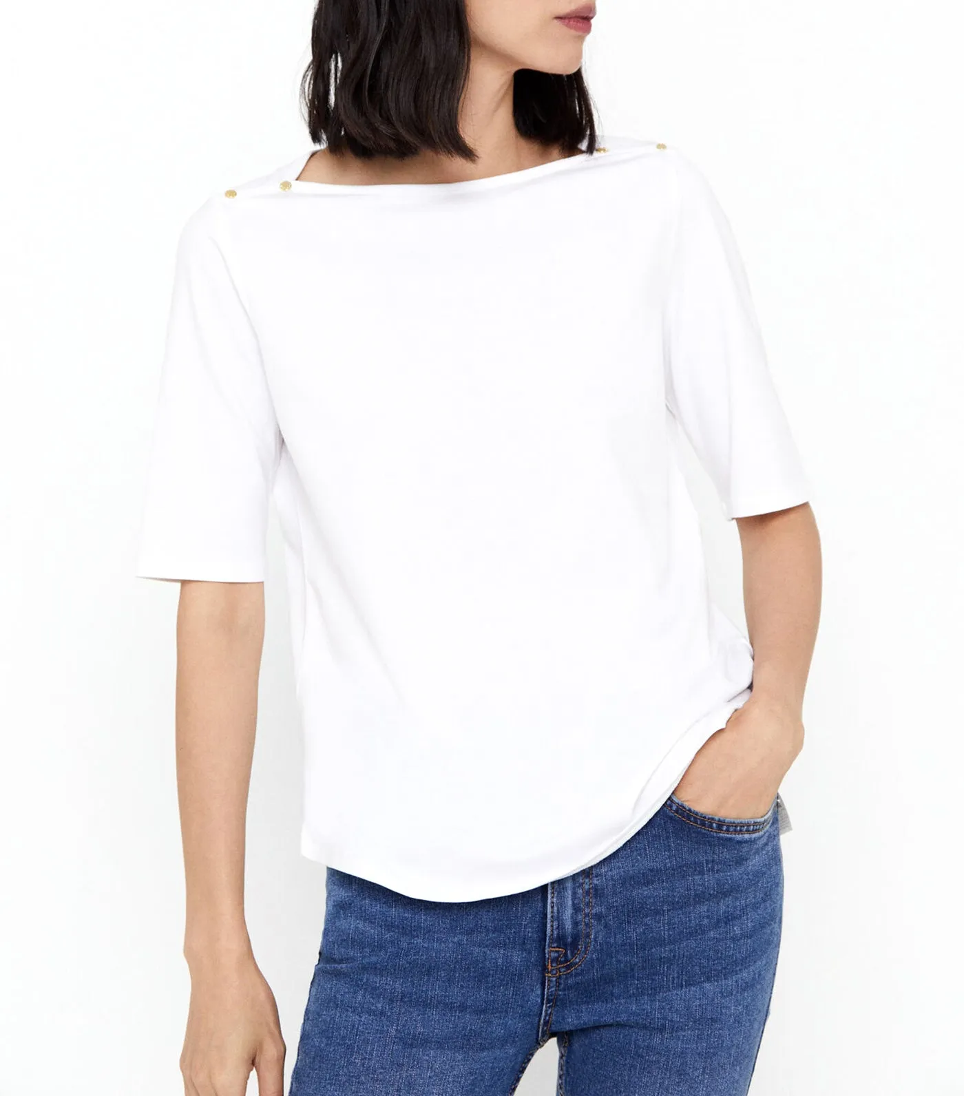 Essential Boat Neck T-Shirt White