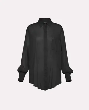 ESSENTIAL OVERSIZED VOILE SHIRT / NERO