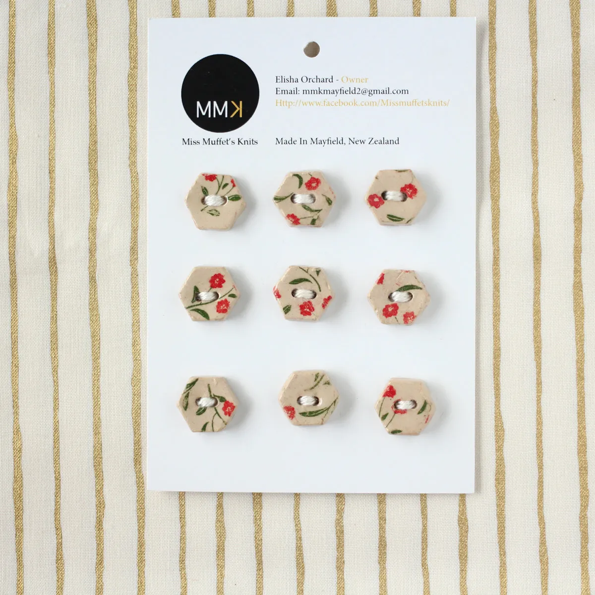 Handmade Ceramic Buttons | Hexagon