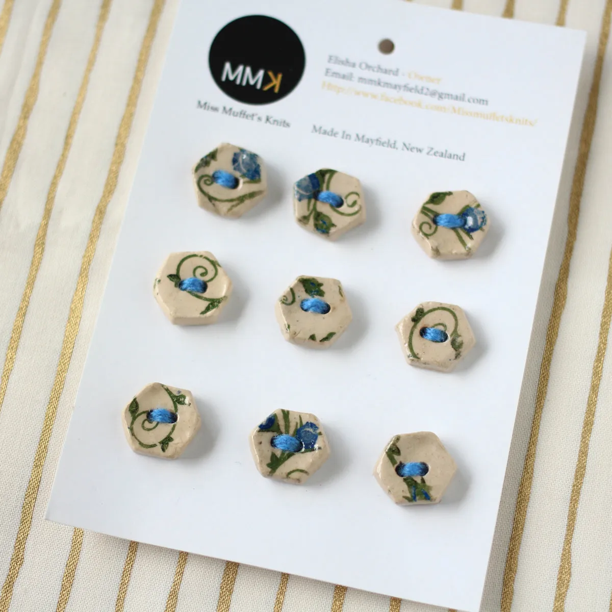 Handmade Ceramic Buttons | Hexagon