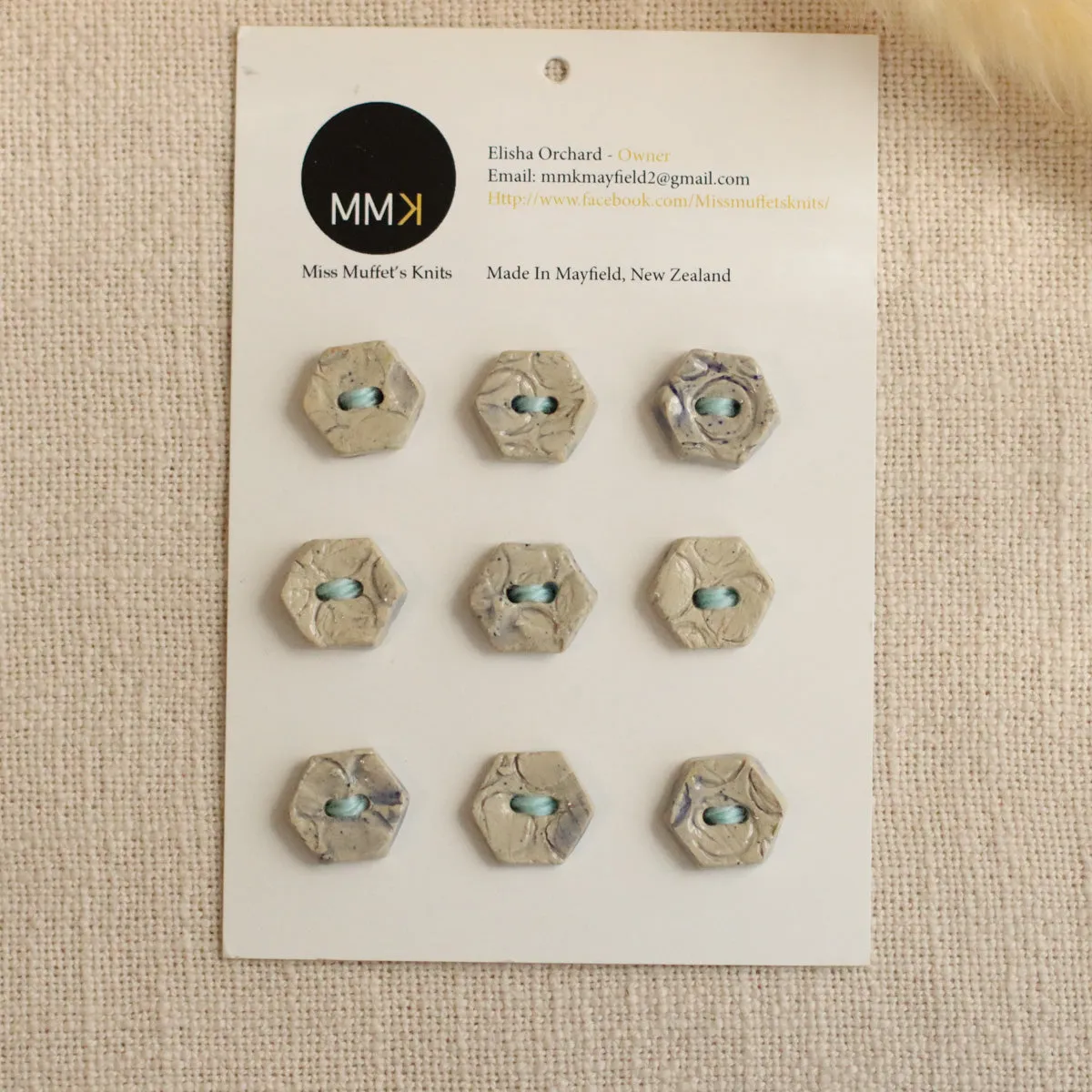 Handmade Ceramic Buttons | Hexagon