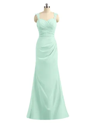 Lace Appliqued Strap Sheath Open Back Dress Mint Green