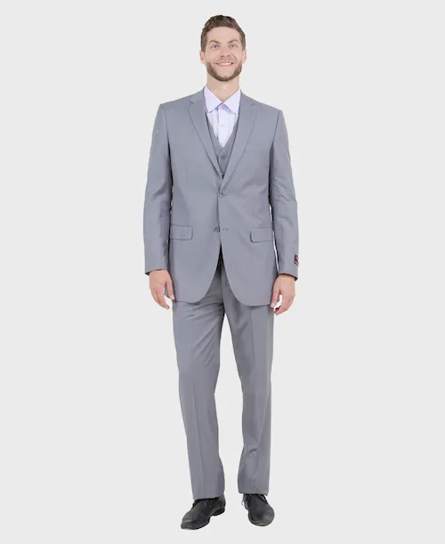 Light Grey Pinstripe Modern Fit 3 Piece Suit