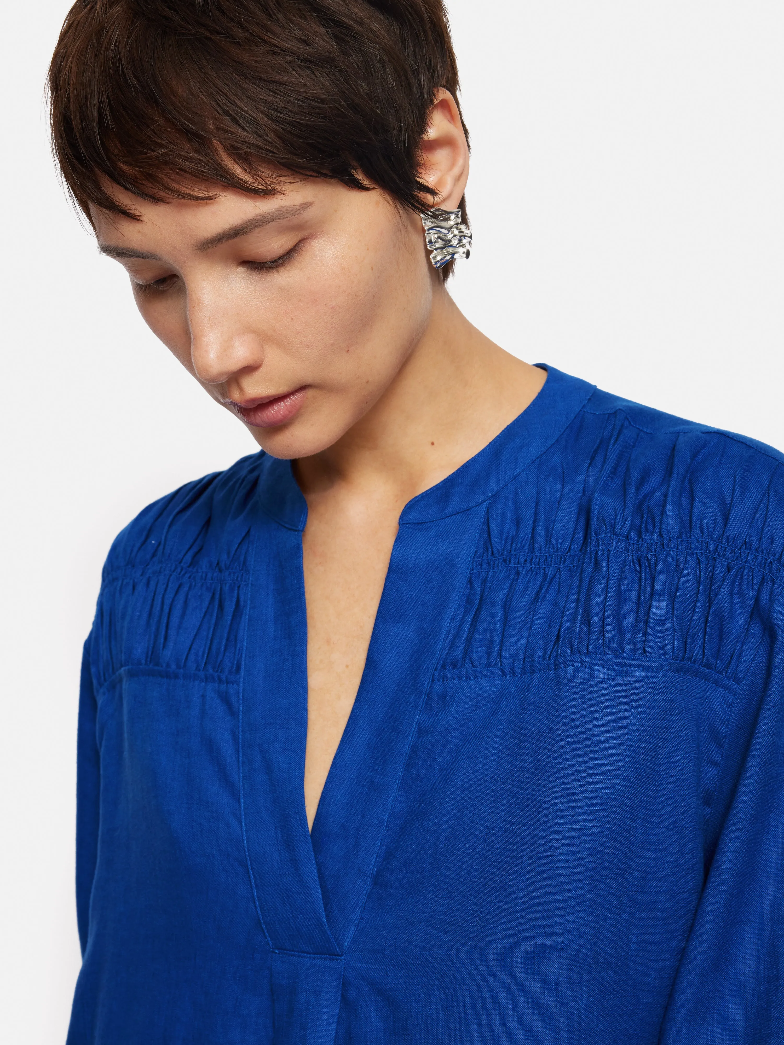 Linen Kaftan Dress | Blue