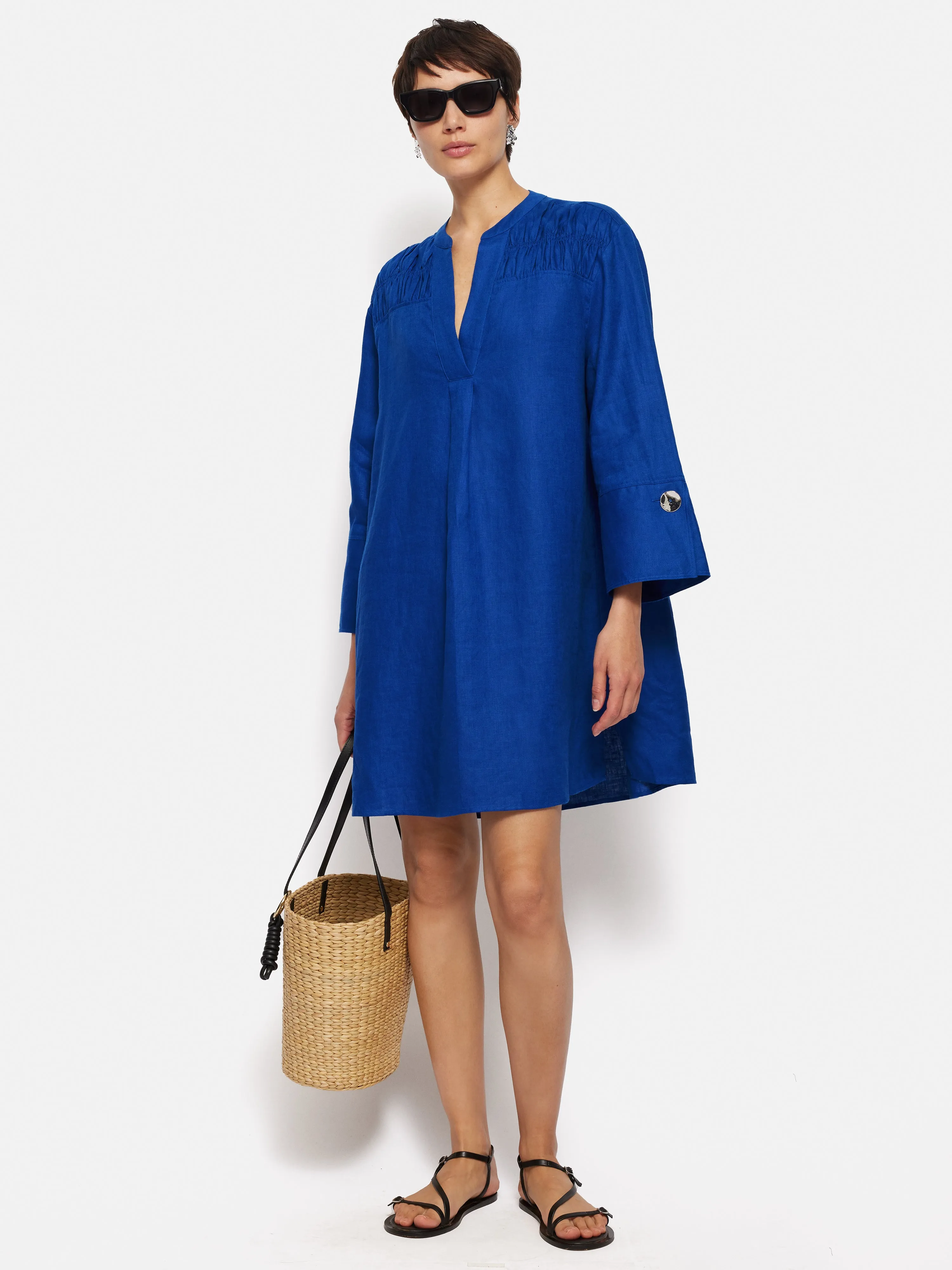 Linen Kaftan Dress | Blue