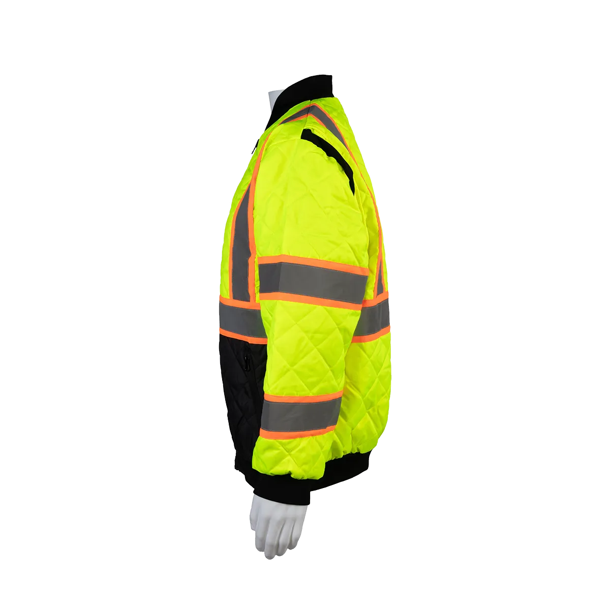 LOCQBJ-C3 ANSI Class 3 High-Vis Lime with Orange Contrast & Black Bottom Ultra Light Warm Down Jacket