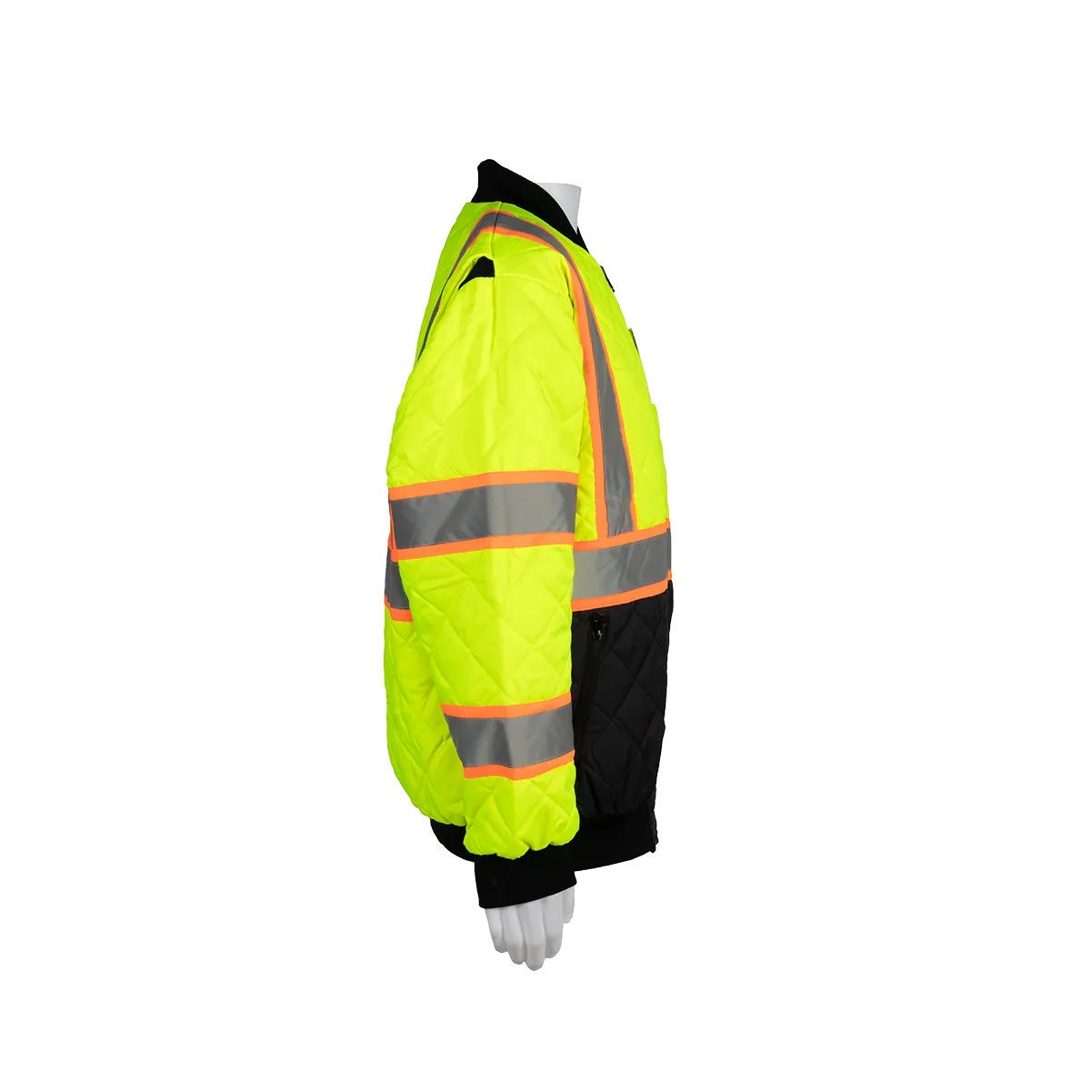 LOCQBJ-C3 ANSI Class 3 High-Vis Lime with Orange Contrast & Black Bottom Ultra Light Warm Down Jacket