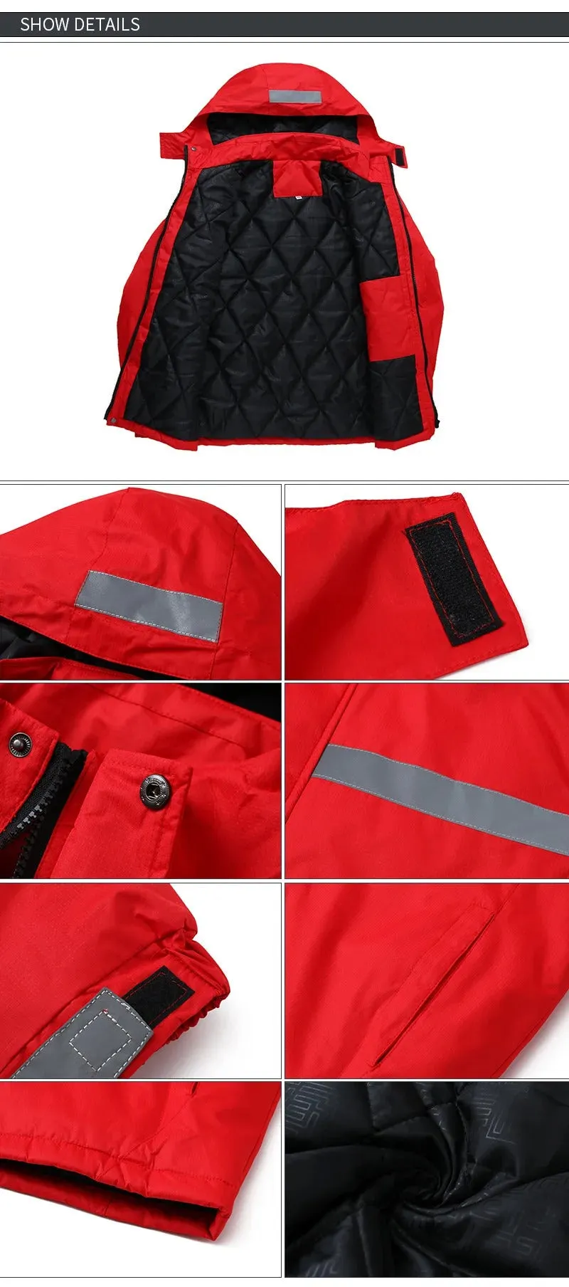 Men's Reflective Winter Safety Jacket - Warm, Breathable, Waterproof for Work & Outdoor | H2828