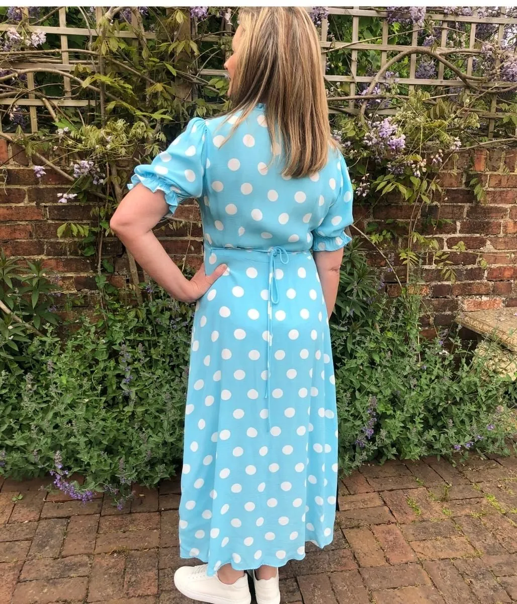 Pale Blue Spot Midaxi Tea Dress