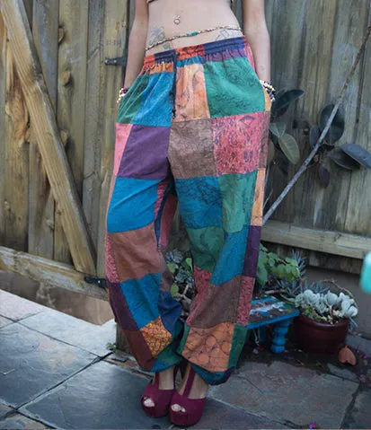 Patchwork Drawstring Pants