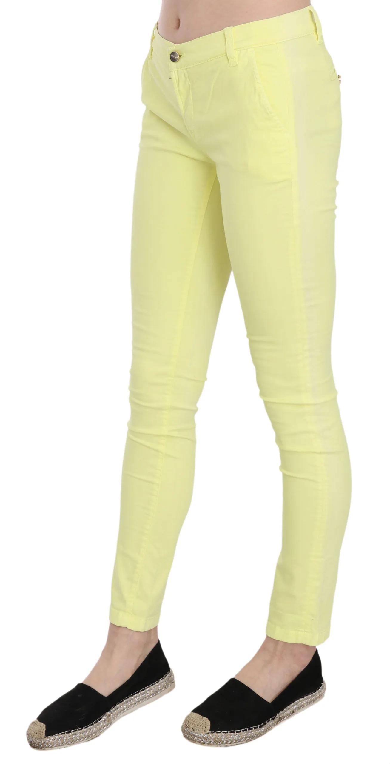 PINKO Chic Yellow Low Waist Skinny Casual Trousers