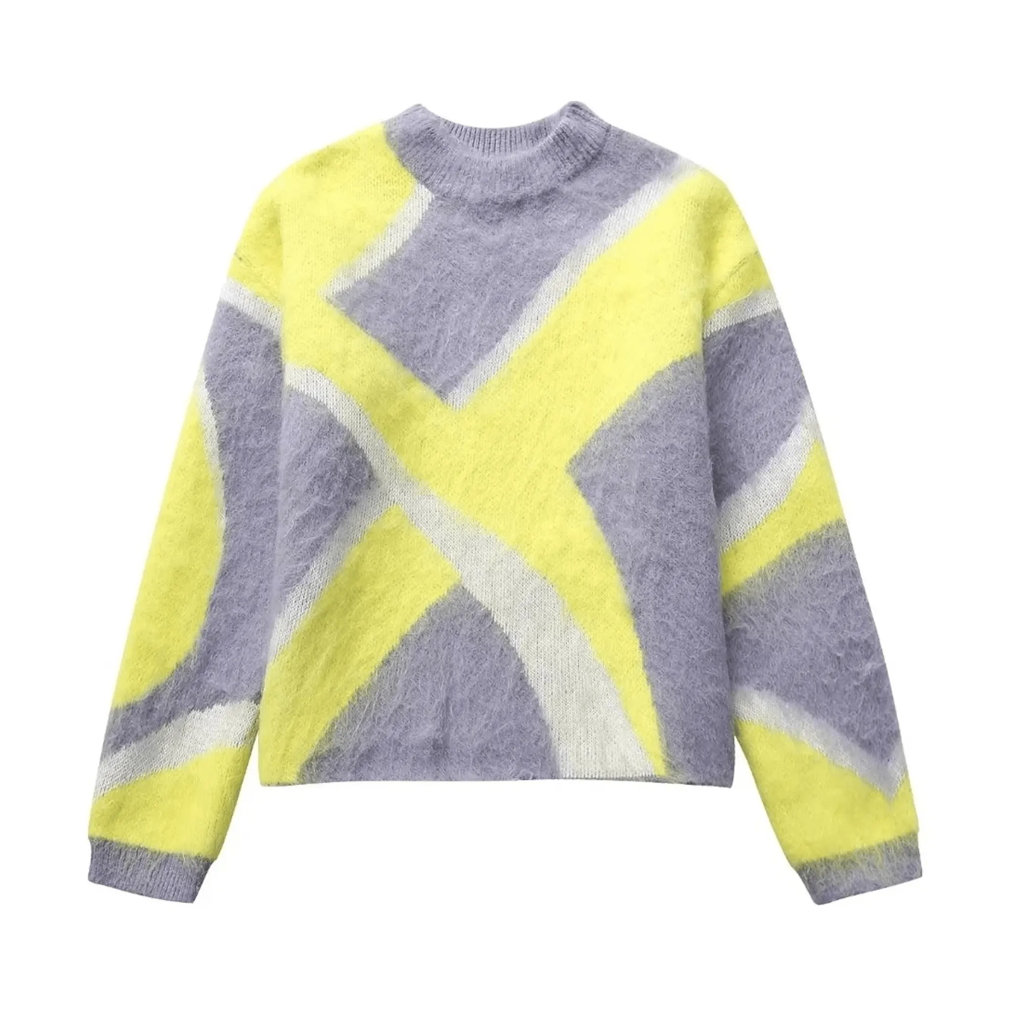 Pre Order:  Yellow Gray Knitted Short Sweater