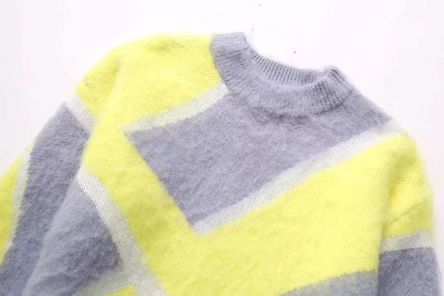 Pre Order:  Yellow Gray Knitted Short Sweater