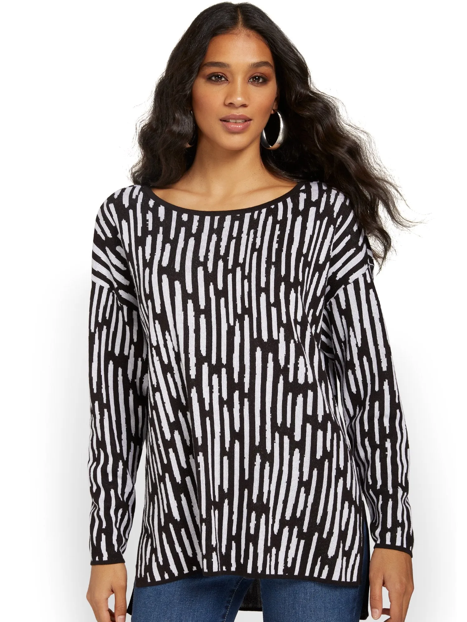 Printed Dolman Tunic Sweater