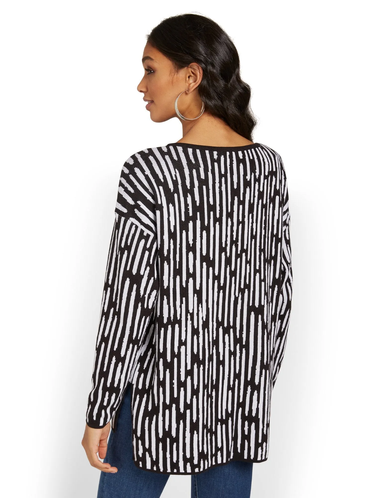 Printed Dolman Tunic Sweater