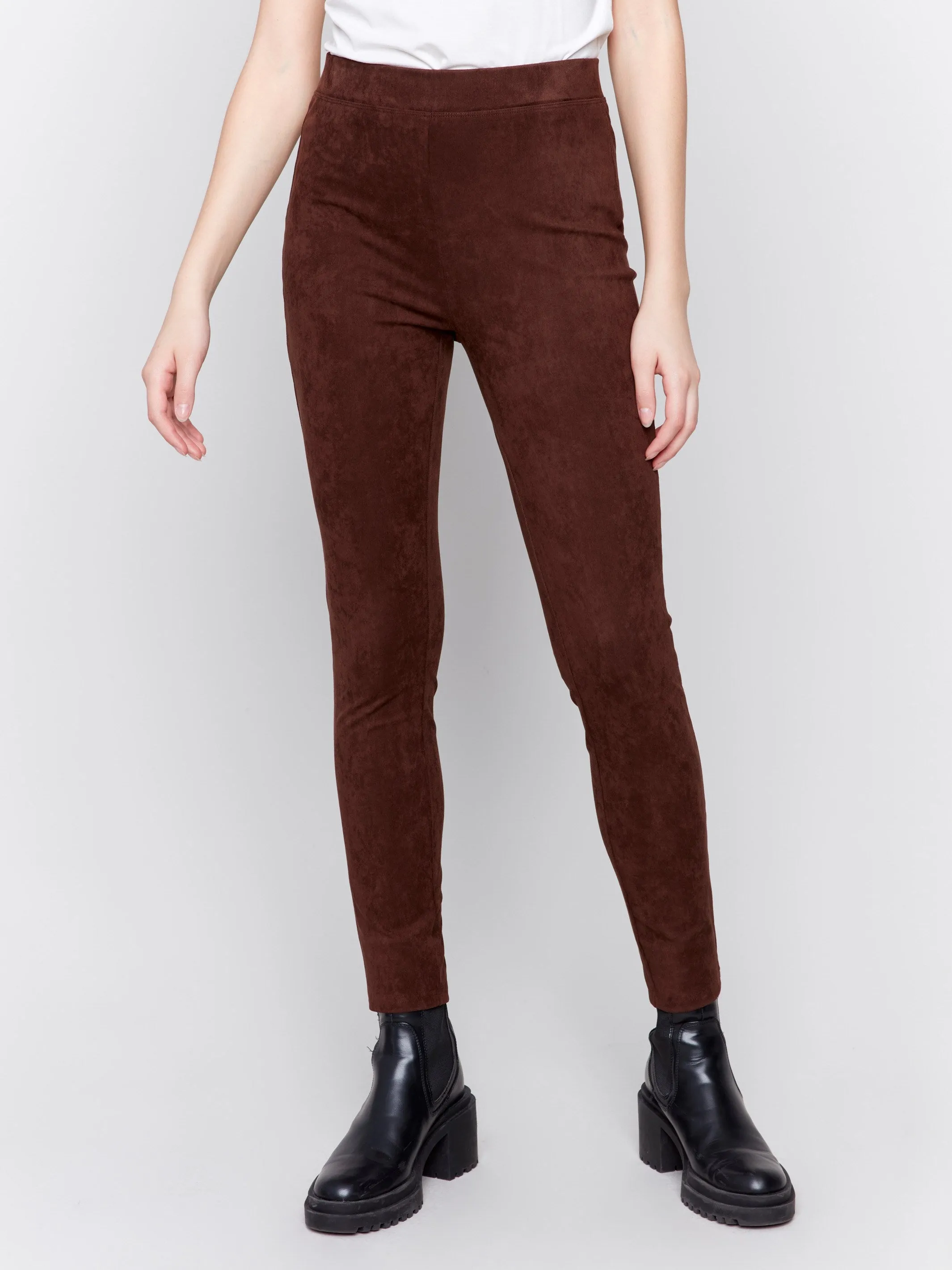 Pull-On Faux Suede Pants - Mocha