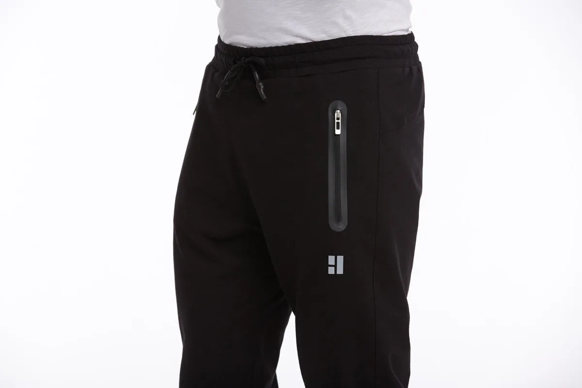 Regular Fit Cotton Blend Black Sweatpants, Black - Gray