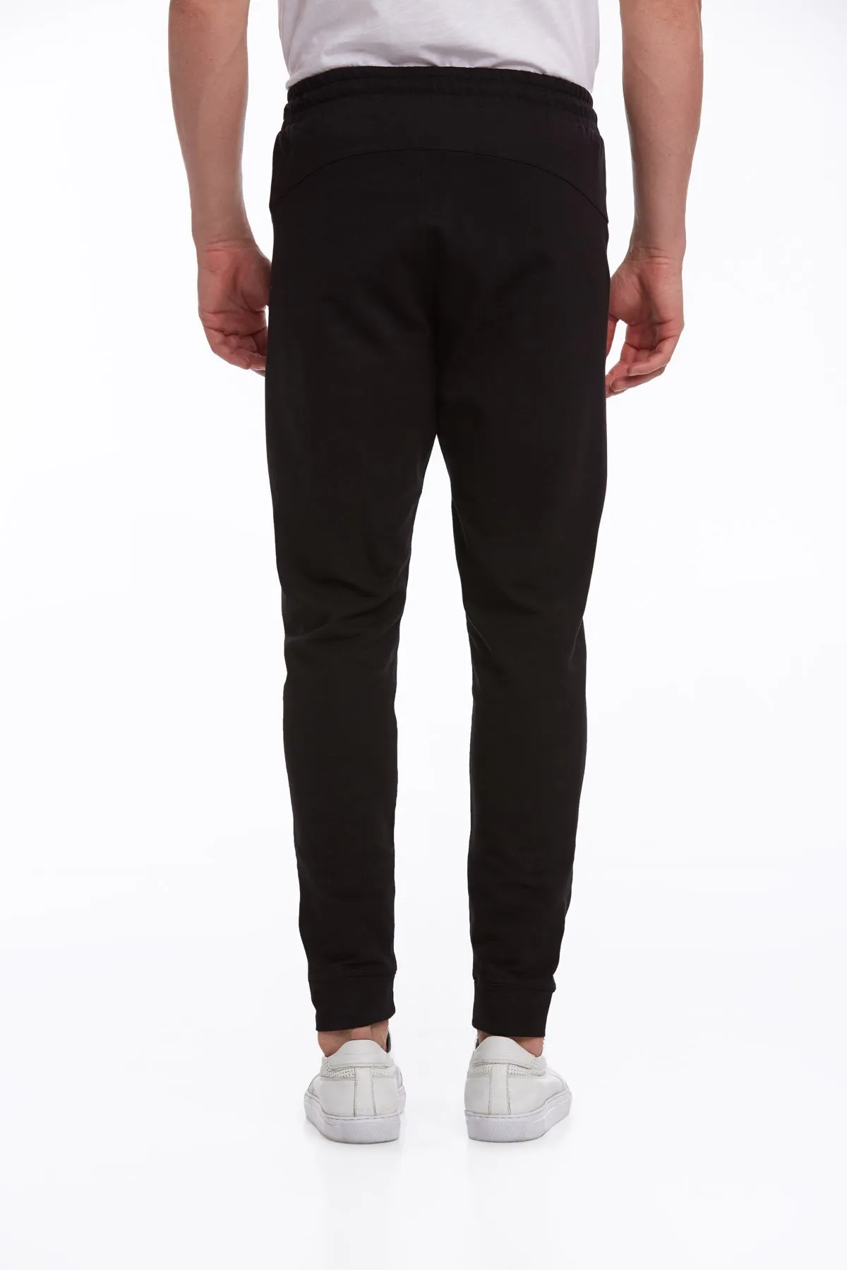 Regular Fit Cotton Blend Black Sweatpants, Black - Gray