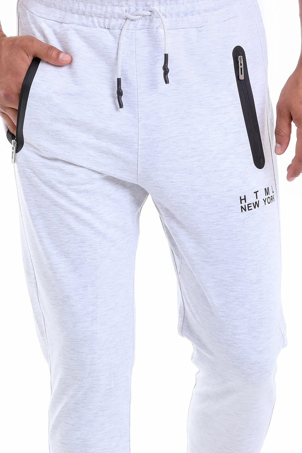 Regular Fit Cotton Blend Gray Melange Sweatpants