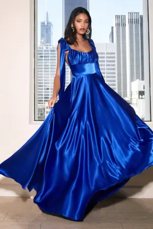 Royal Blue Soft Satin A-line