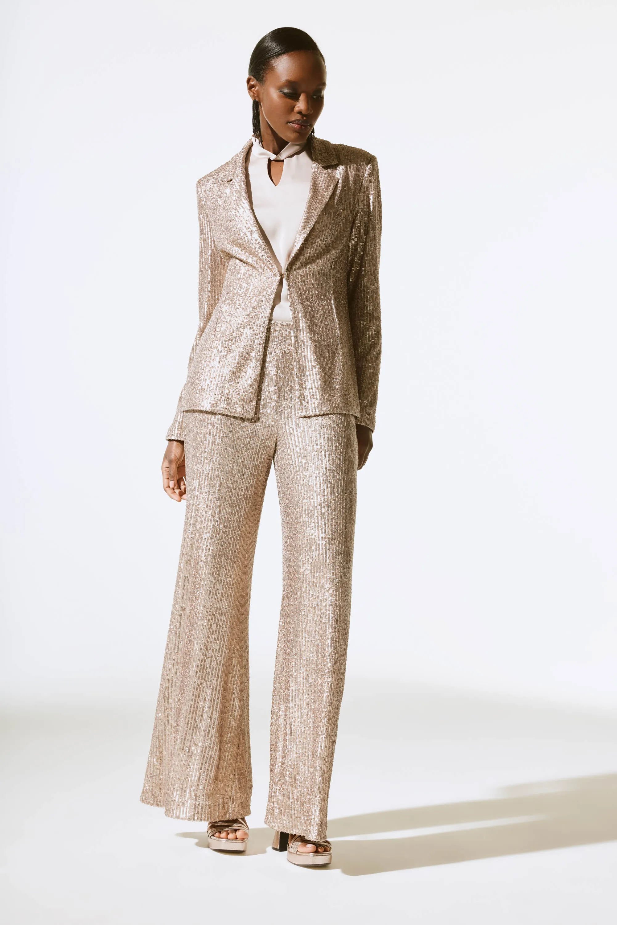 Sequined Wide Leg Pants