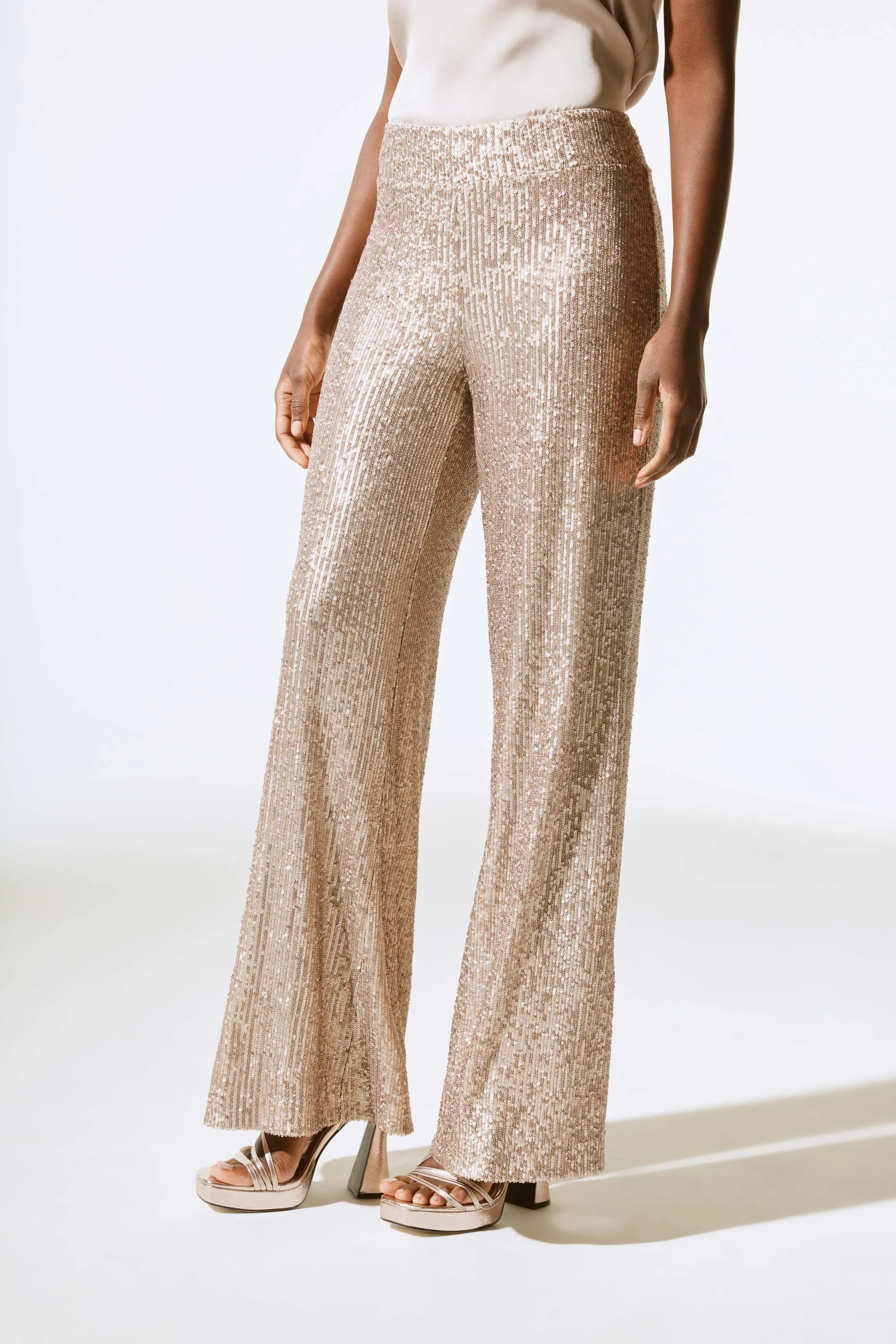 Sequined Wide Leg Pants