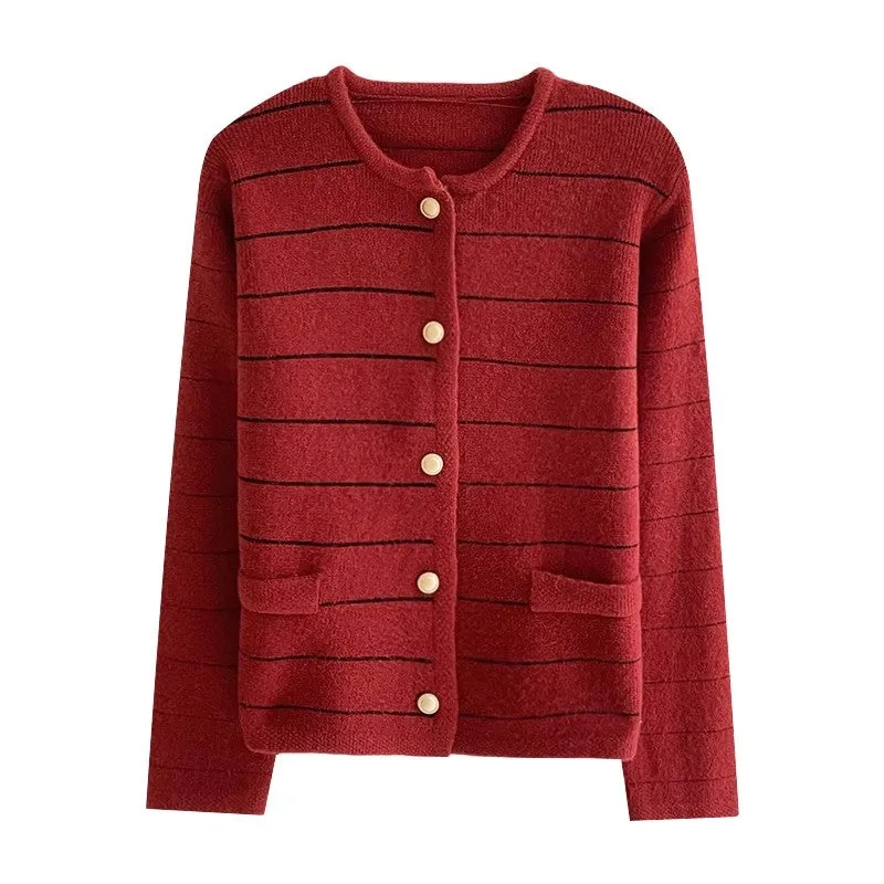 Sweet knitted cardigan round neck sweater jacket    S4728