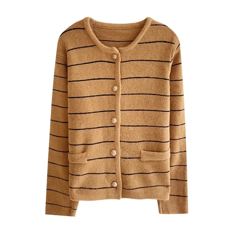 Sweet knitted cardigan round neck sweater jacket    S4728