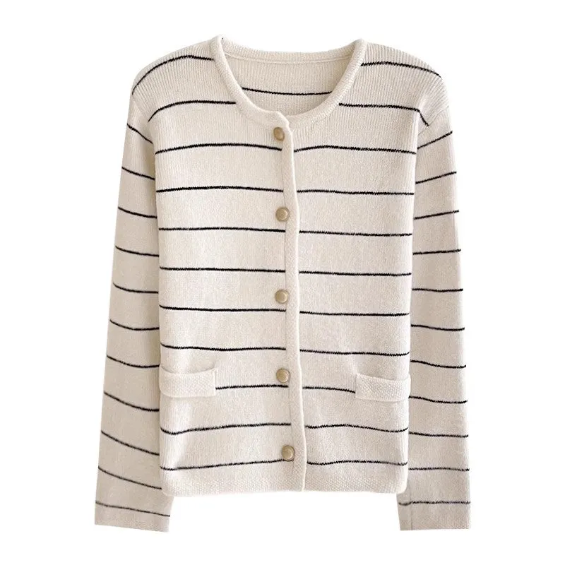 Sweet knitted cardigan round neck sweater jacket    S4728