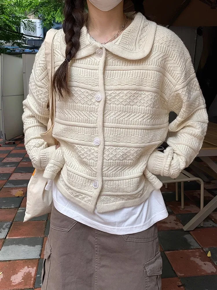 sweet simple long-sleeved knitted sweater cardigan     S4715