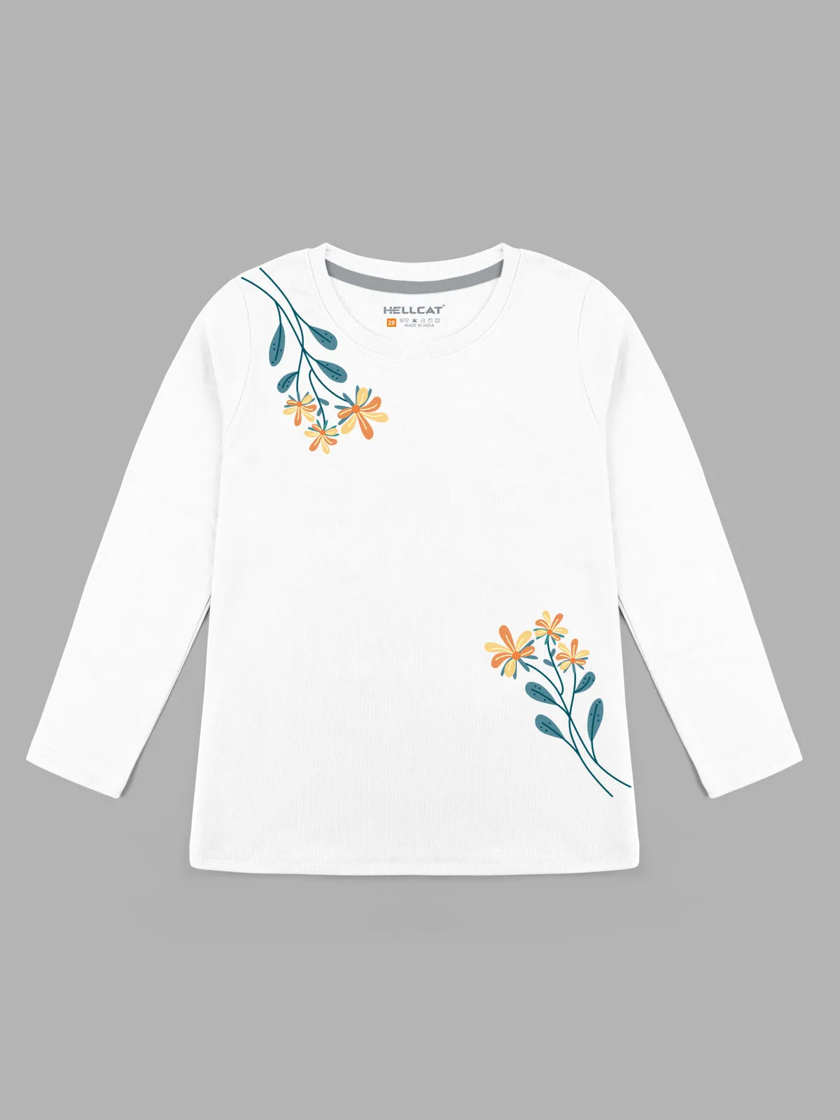 Trendy Printed Round Neck Full Sleeve T-shirts / Tops for Girls.