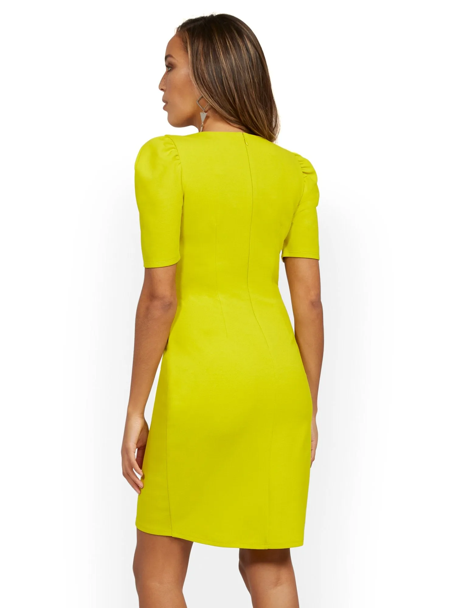 Tulip-Hem V-Neck Sheath Dress - Magic Crepe®