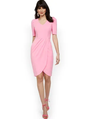 Tulip-Hem V-Neck Sheath Dress - Magic Crepe®