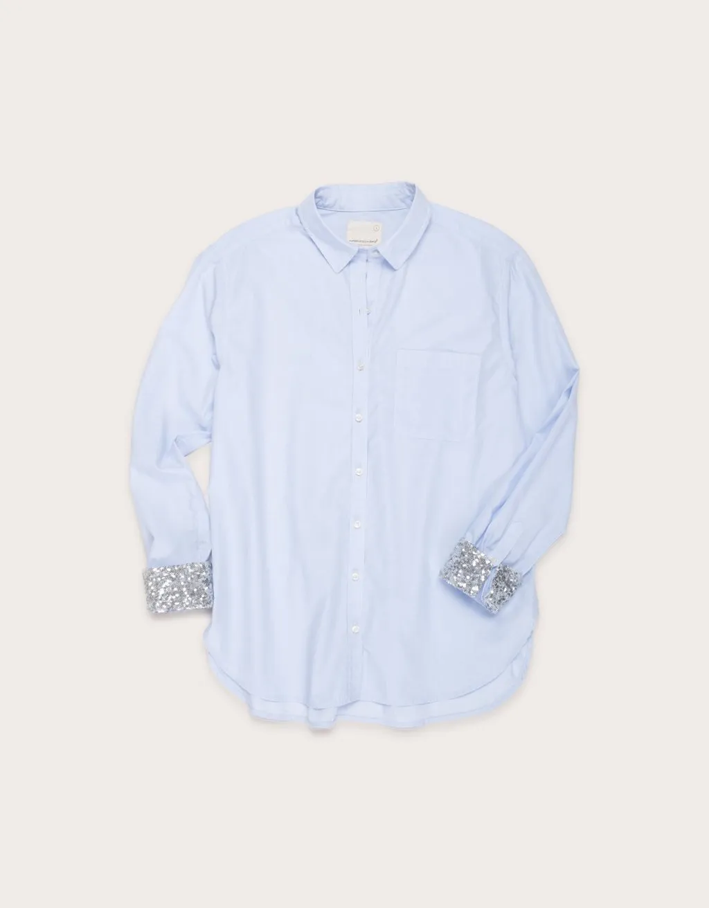 unsubscribed sequin cuff boyfriend shirt