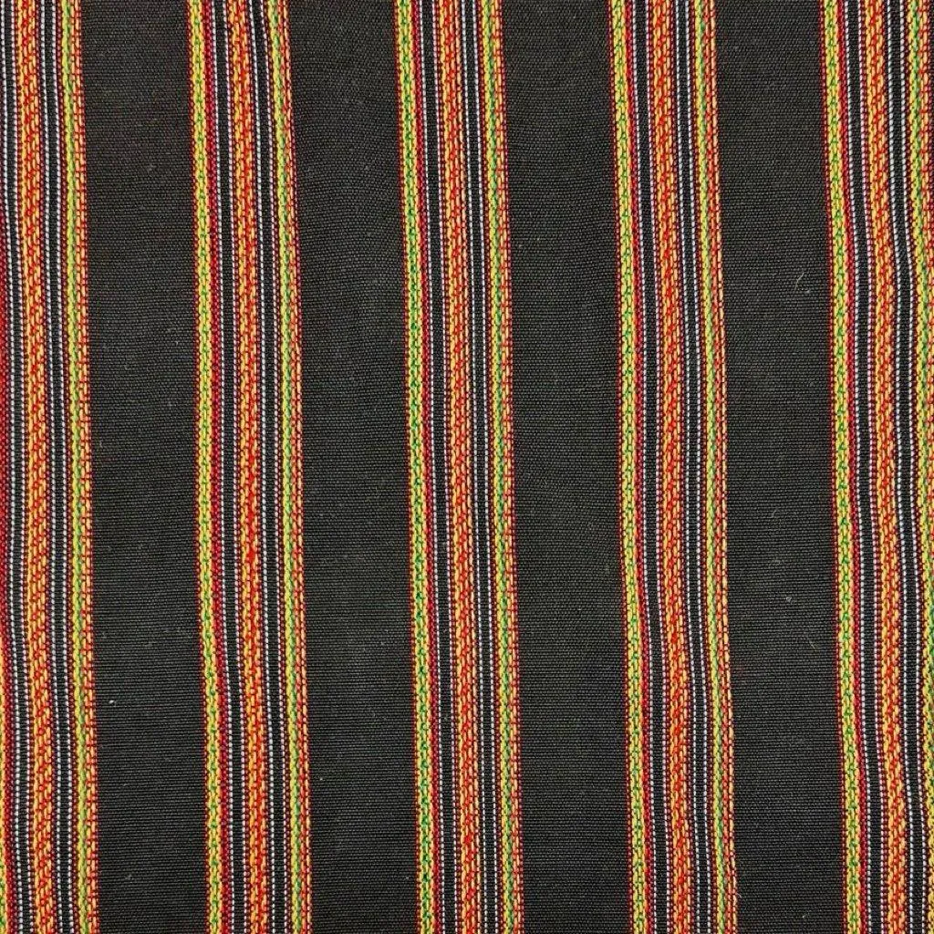 Warm Stripes on Black Recycled Jacquard Fabric